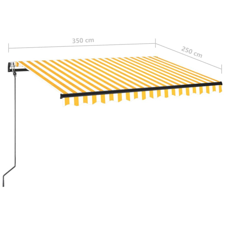 markise m. LED + vindsensor 350x250 cm automatisk gul og hvid
