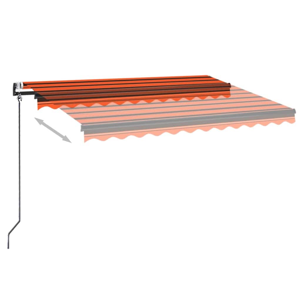 markise m. LED + vindsensor 350x250 cm automatisk orange/brun
