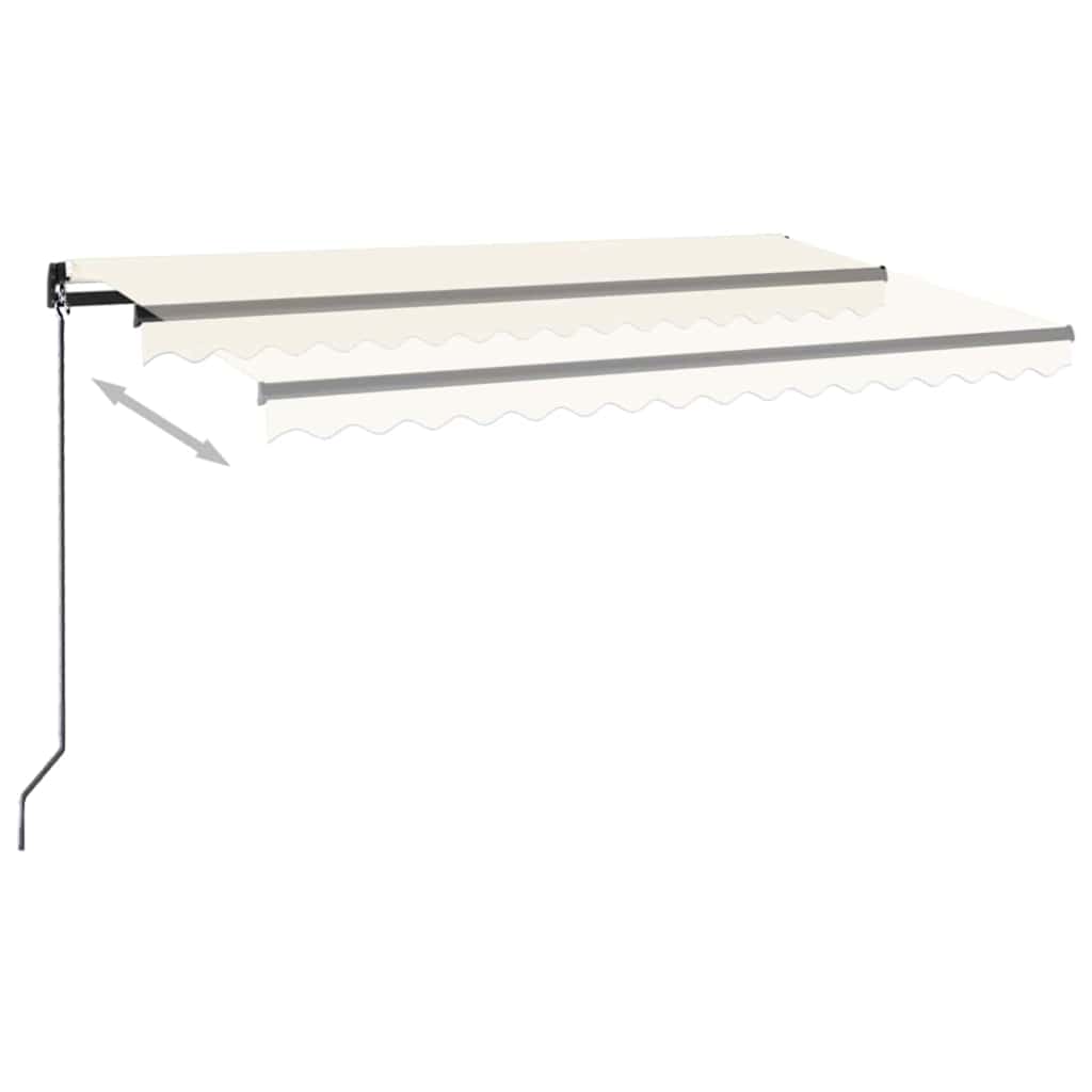 markise m. LED-lys 400x300 cm manuel betjening cremefarvet