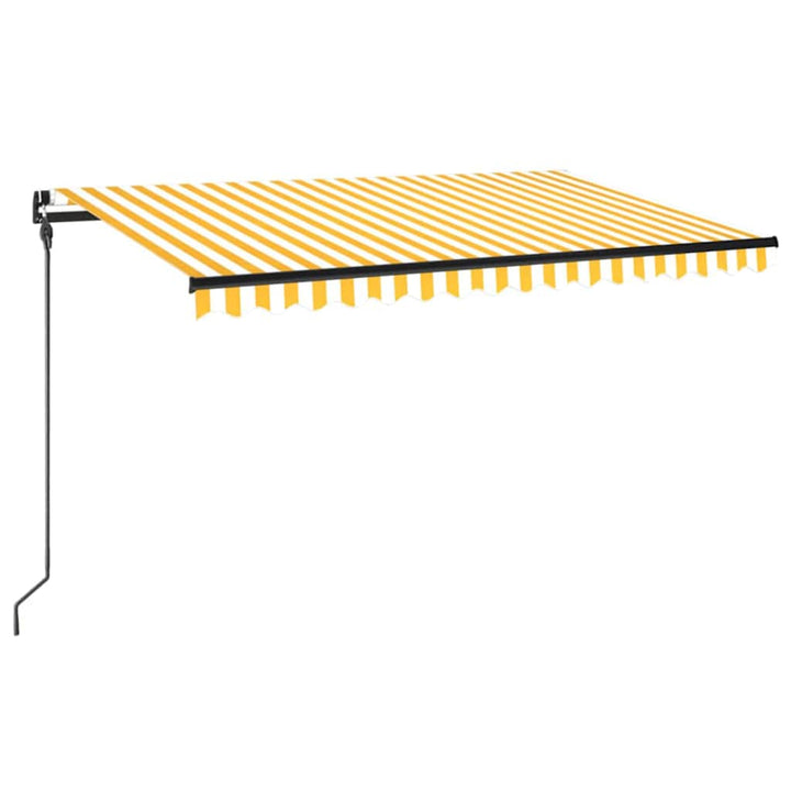 markise m. LED-lys 450x300 cm manuel betjening gul og hvid