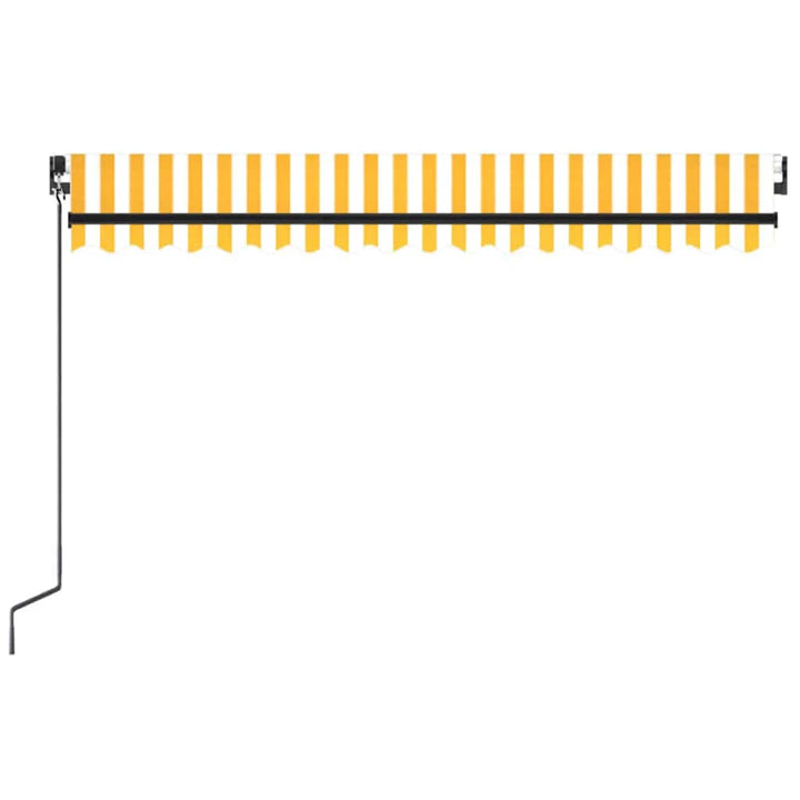 markise m. LED-lys 450x300 cm manuel betjening gul og hvid