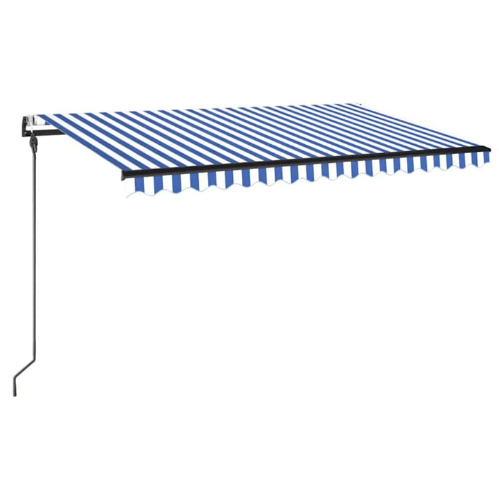 markise 450x300 cm automatisk betjening blå og hvid