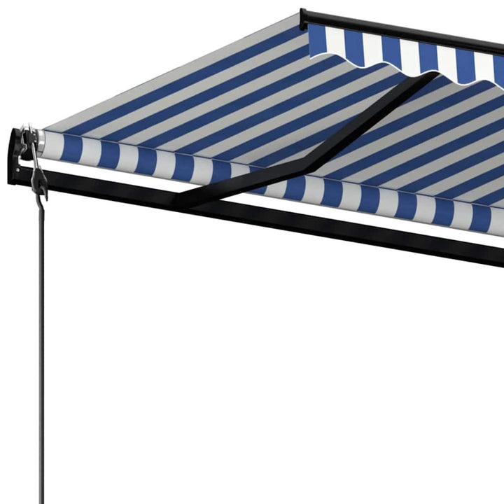 markise 450x300 cm automatisk betjening blå og hvid