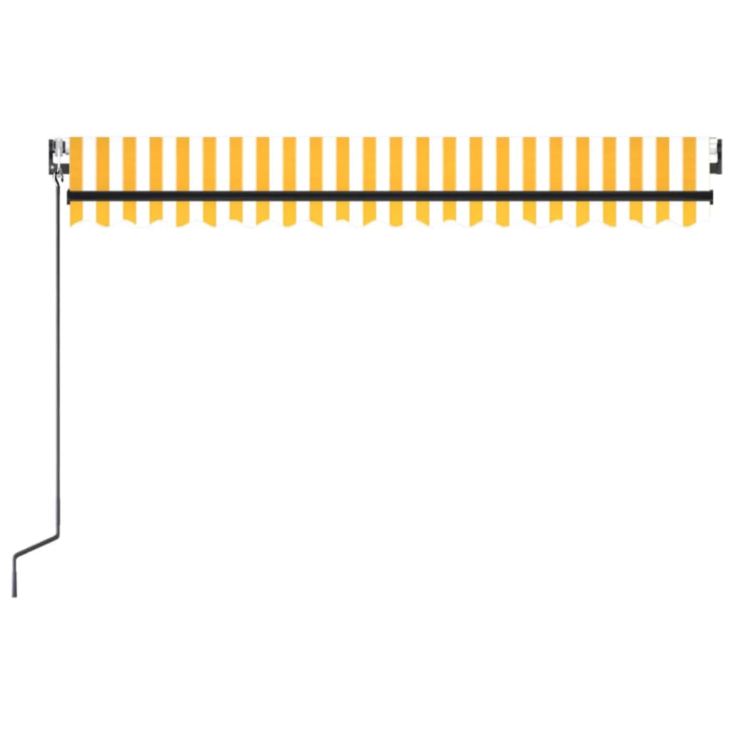 markise m. LED + vindsensor 450x300 cm automatisk gul og hvid