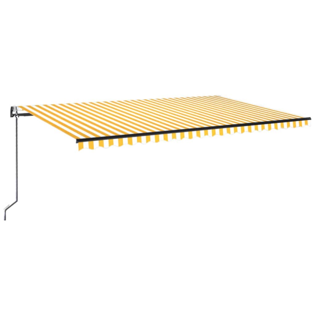 markise 500x300 cm automatisk betjening gul og hvid