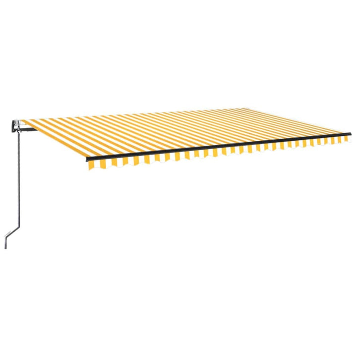 markise 500x300 cm automatisk betjening gul og hvid