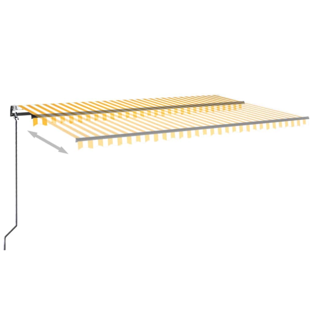 markise 500x300 cm automatisk betjening gul og hvid