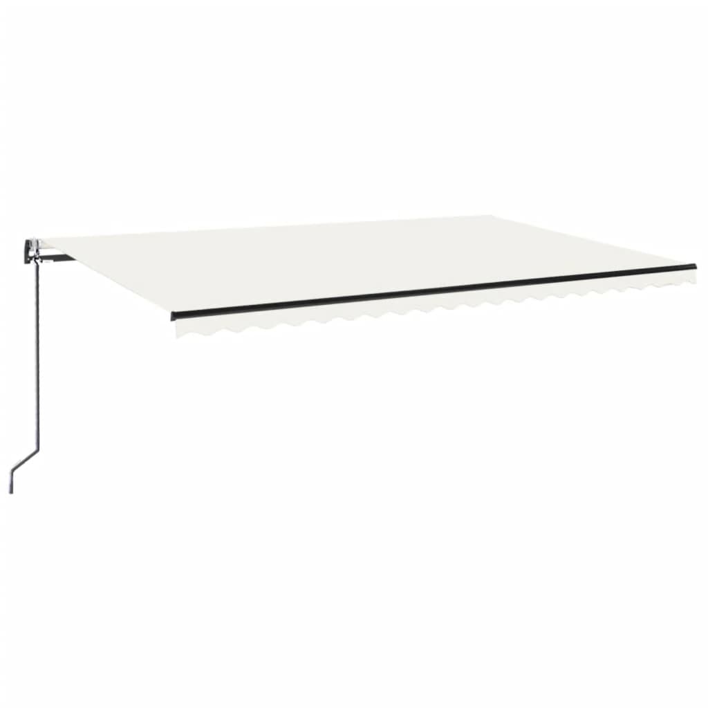 markise m. LED + vindsensor 500x300 cm automatisk cremefarvet