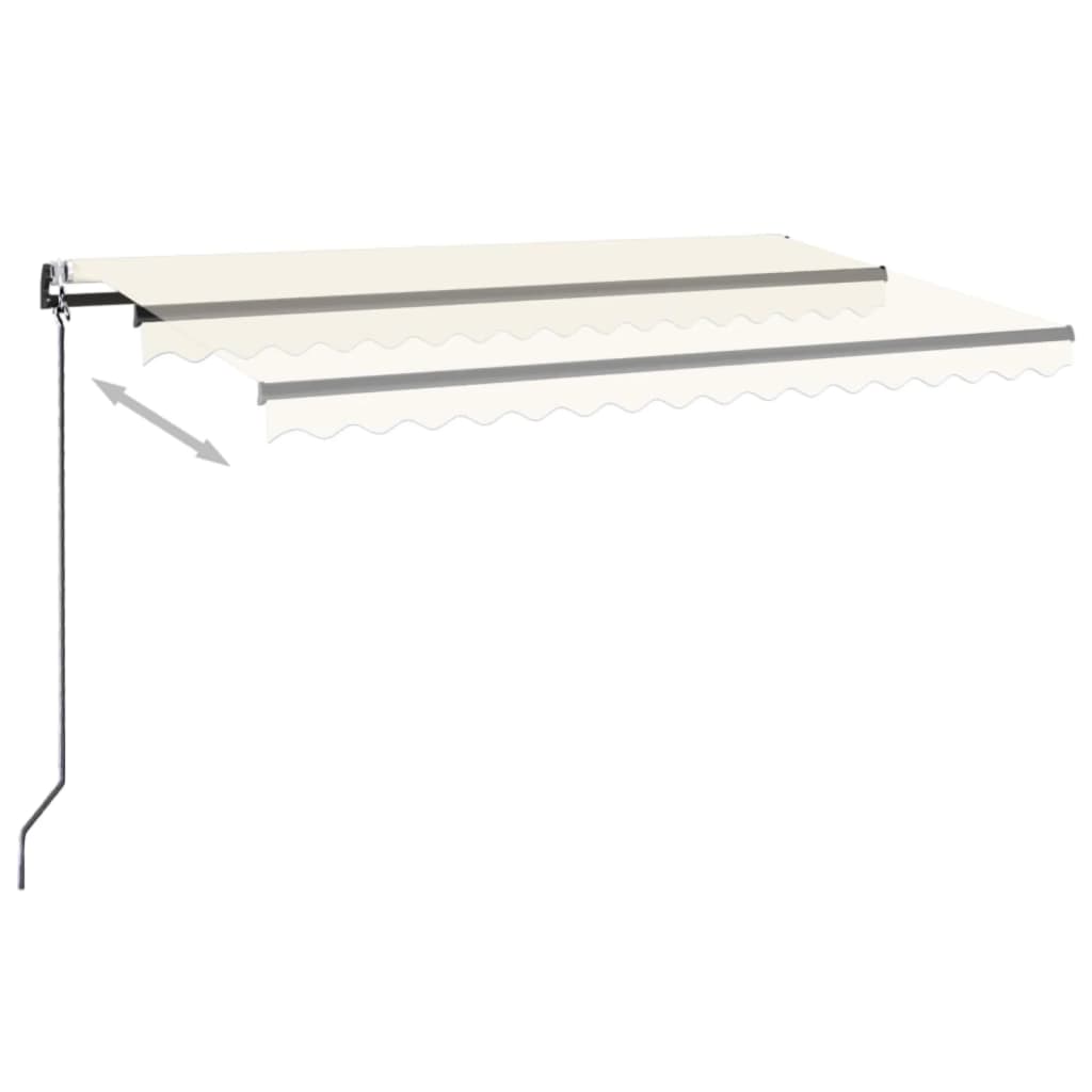 markise m. LED + vindsensor 500x300 cm automatisk cremefarvet