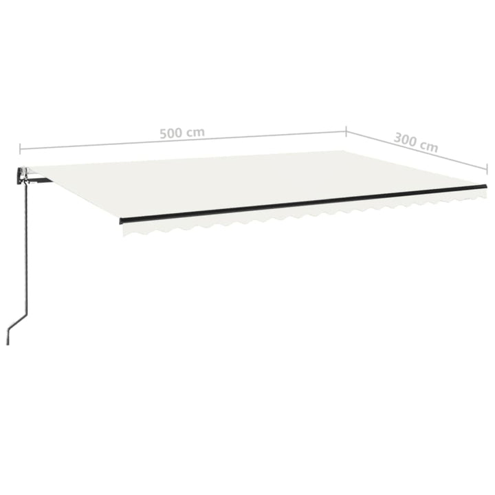 markise m. LED + vindsensor 500x300 cm automatisk cremefarvet