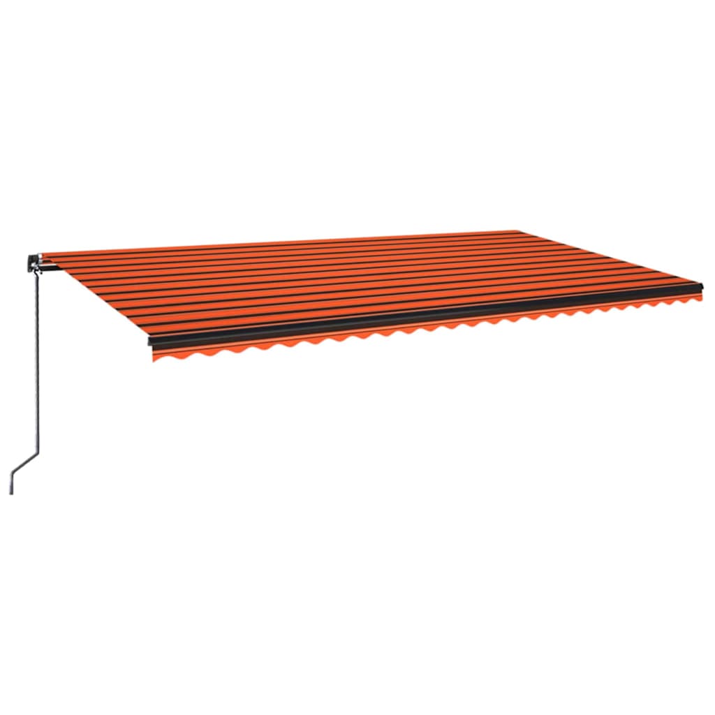 markise m. LED-lys 600x300 cm manuel betjening orange og brun