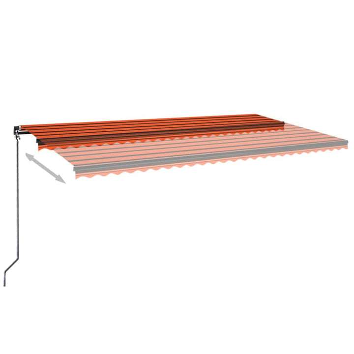 markise m. LED-lys 600x300 cm manuel betjening orange og brun