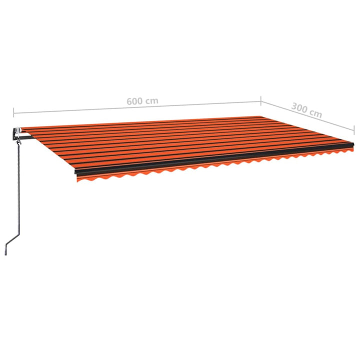 markise 600x300 cm automatisk betjening orange og brun