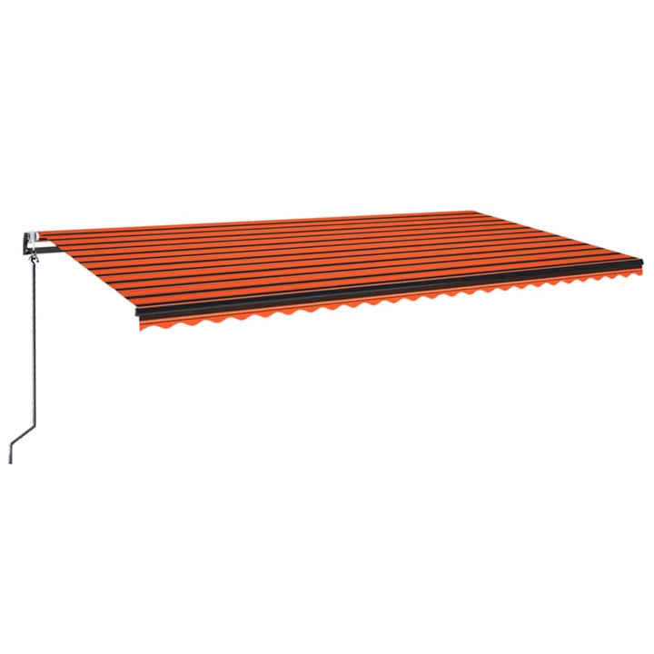 markise m. LED + vindsensor 600x300 cm automatisk orange/brun