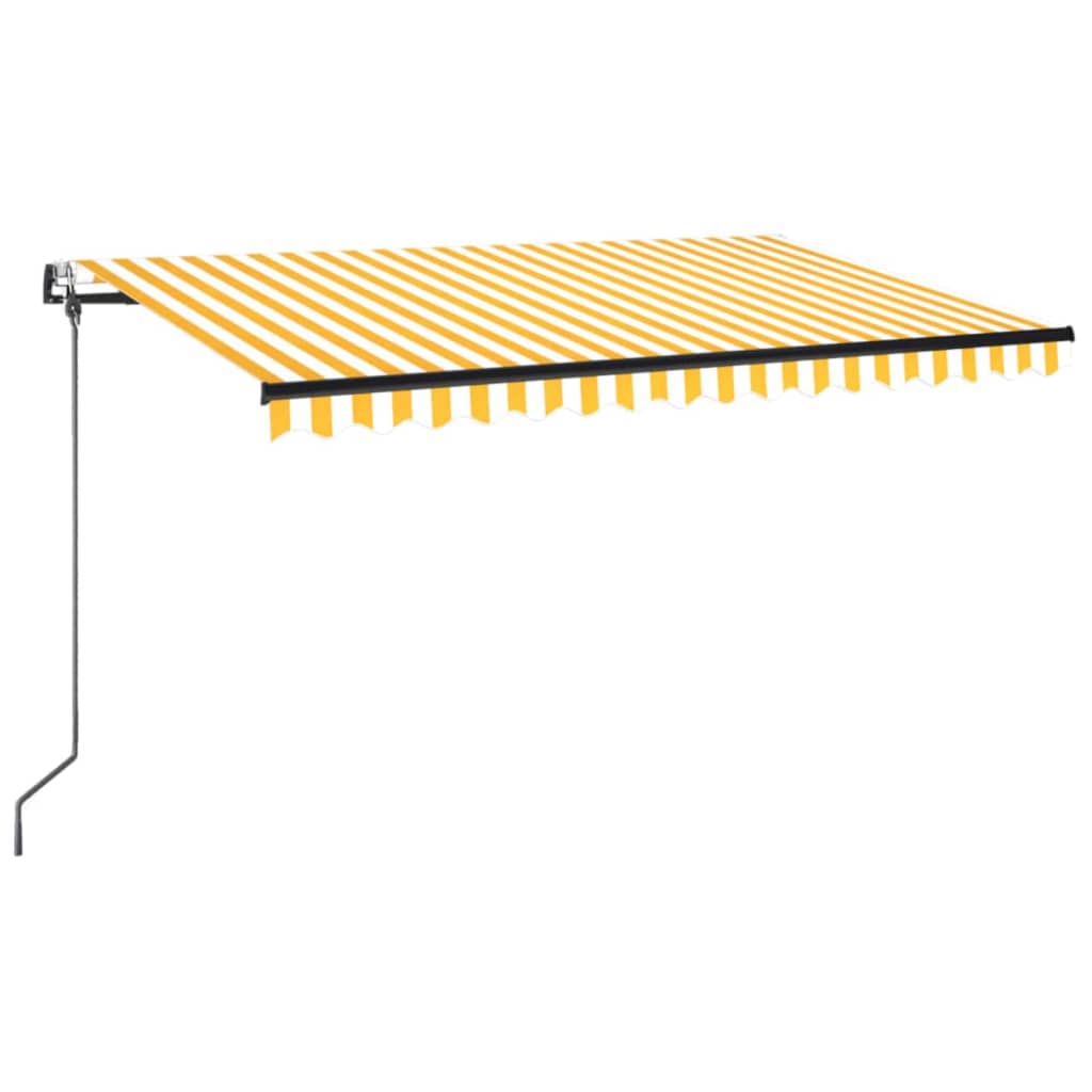 markise 400x350 cm automatisk betjening gul og hvid
