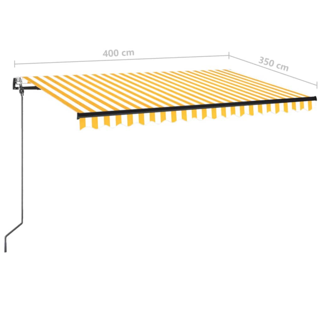 markise 400x350 cm automatisk betjening gul og hvid