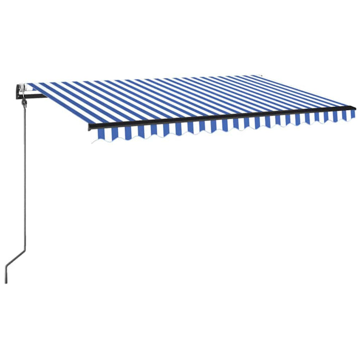 markise 450x350 cm automatisk betjening blå og hvid