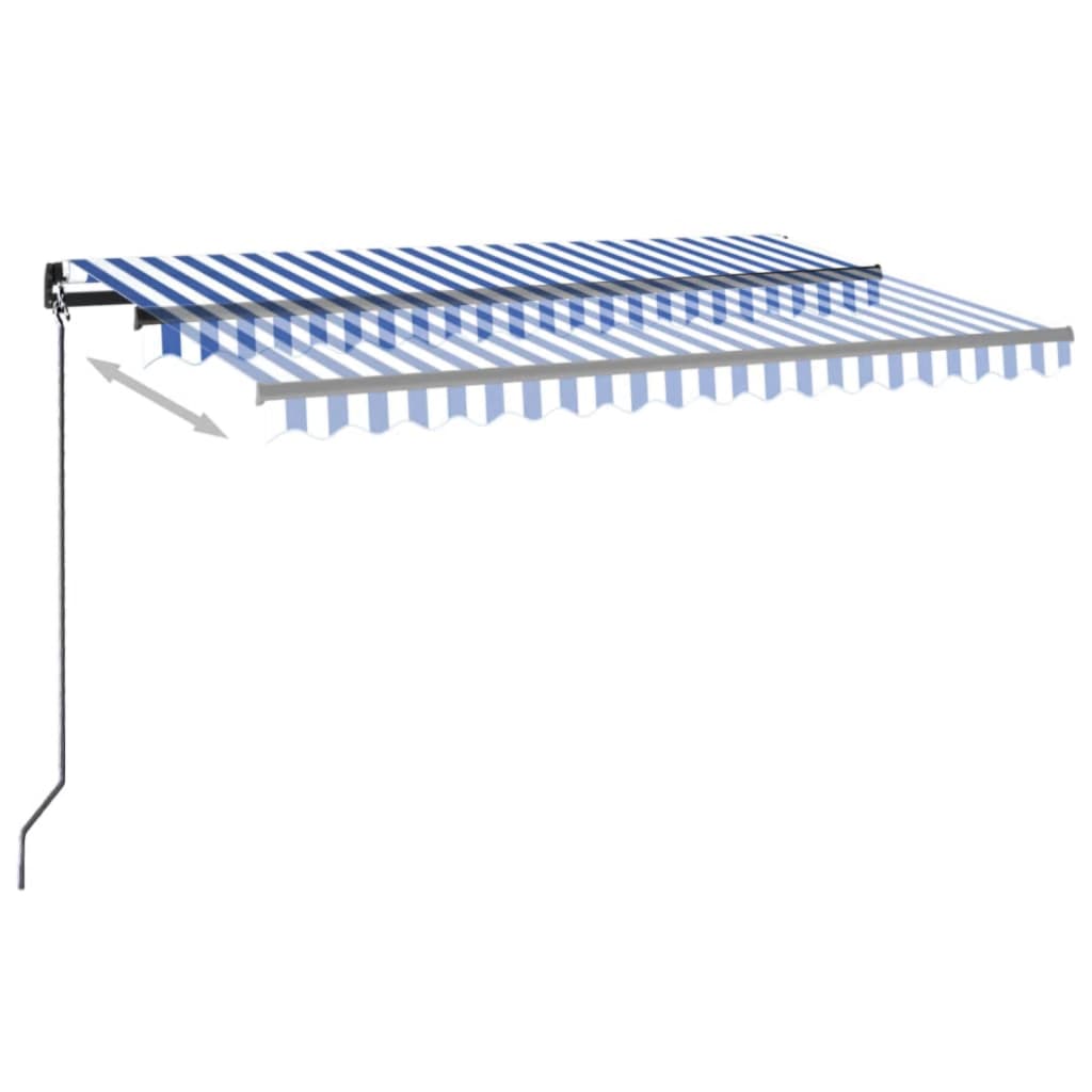 markise 450x350 cm automatisk betjening blå og hvid