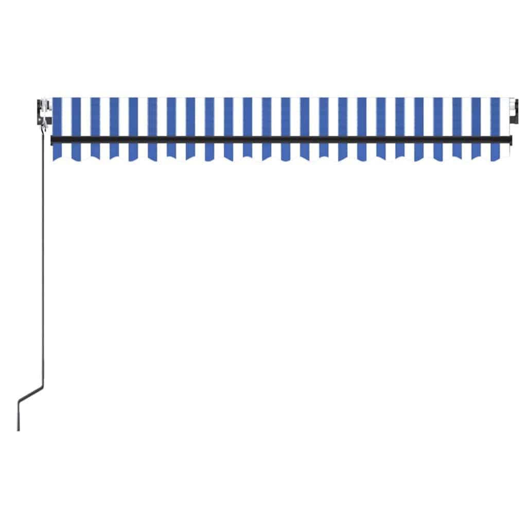markise 450x350 cm automatisk betjening blå og hvid