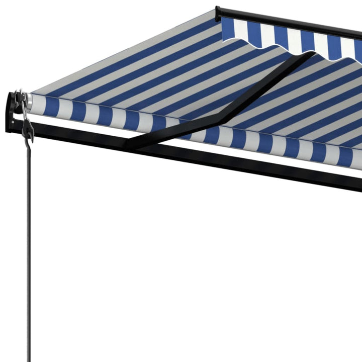 markise 450x350 cm automatisk betjening blå og hvid