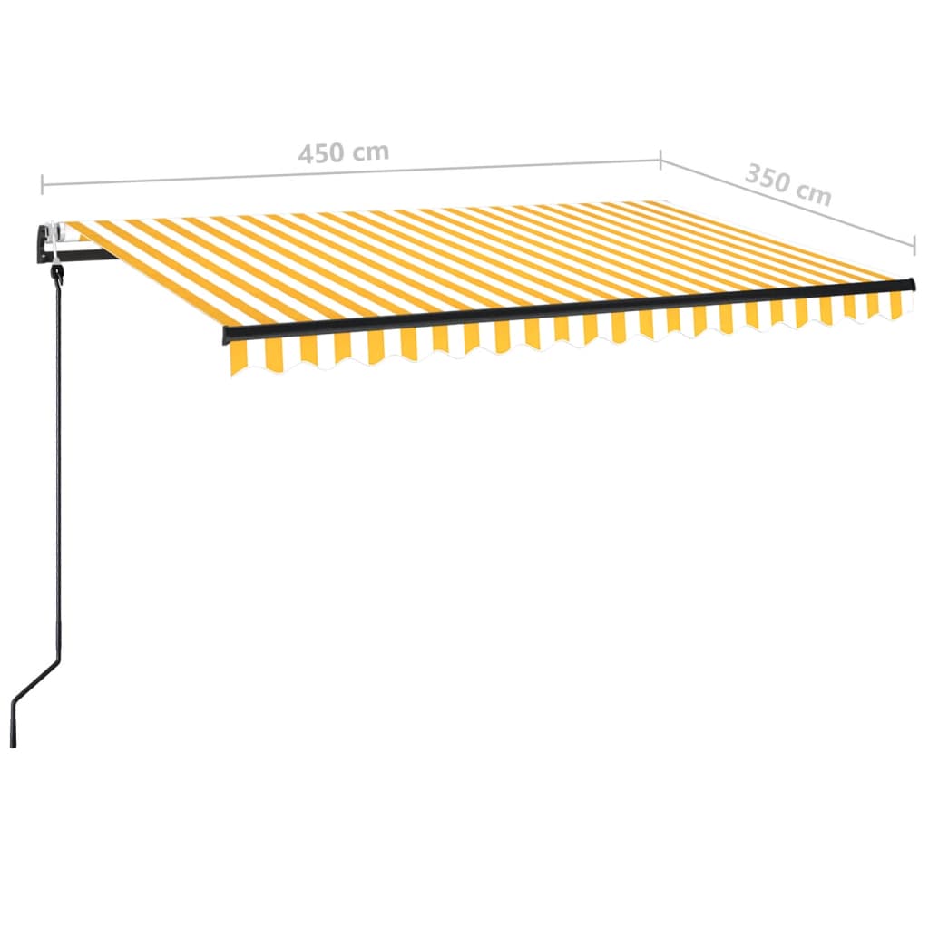 markise 450x350 cm automatisk betjening gul og hvid