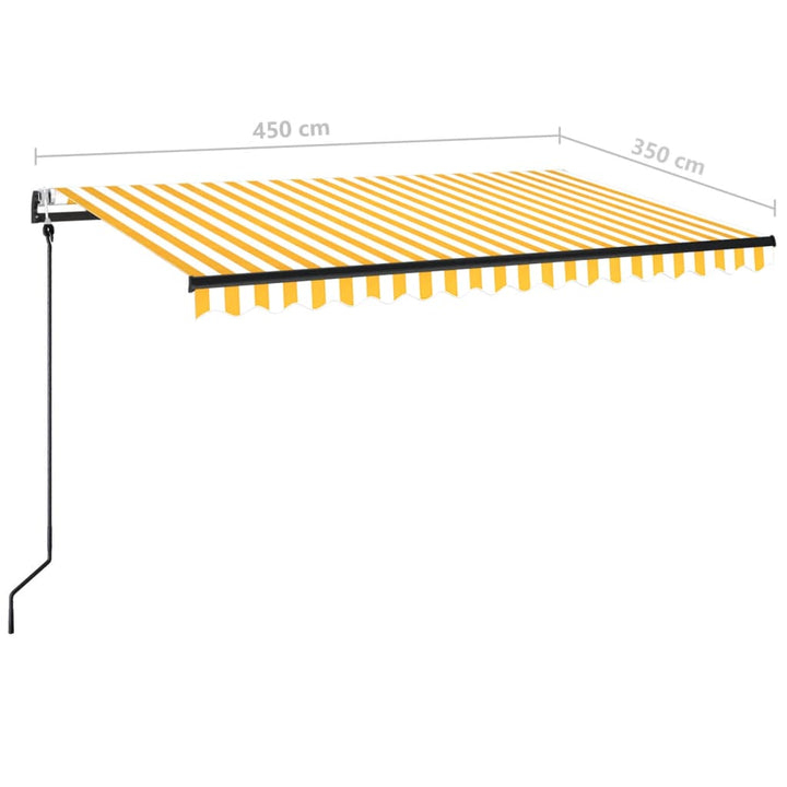 markise 450x350 cm automatisk betjening gul og hvid