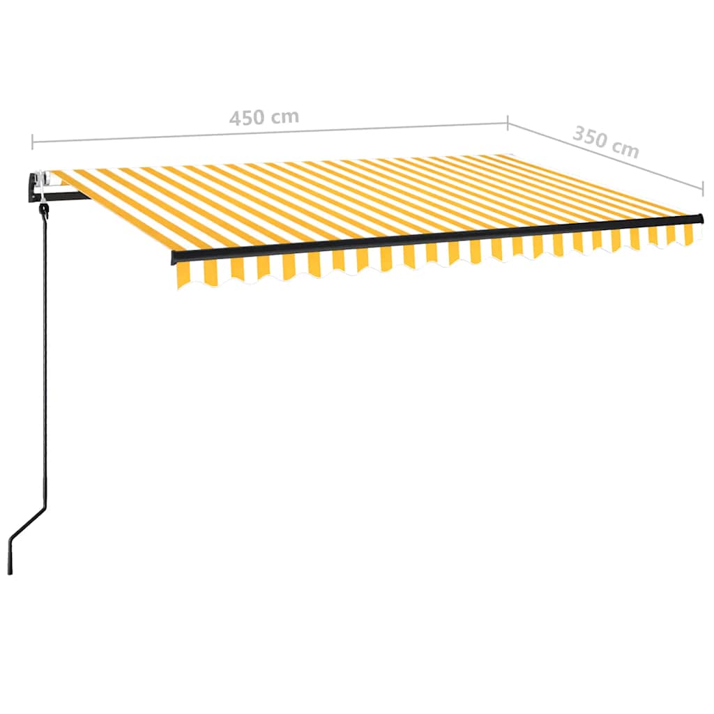 markise 450x350 cm automatisk betjening gul og hvid