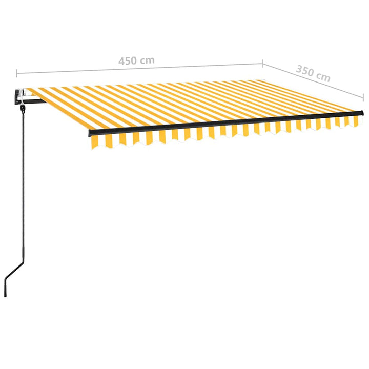 markise 450x350 cm automatisk betjening gul og hvid