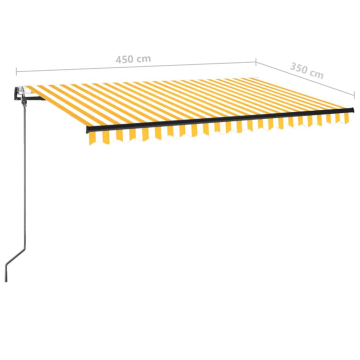 markise m. LED + vindsensor 450x350 cm automatisk gul og hvid