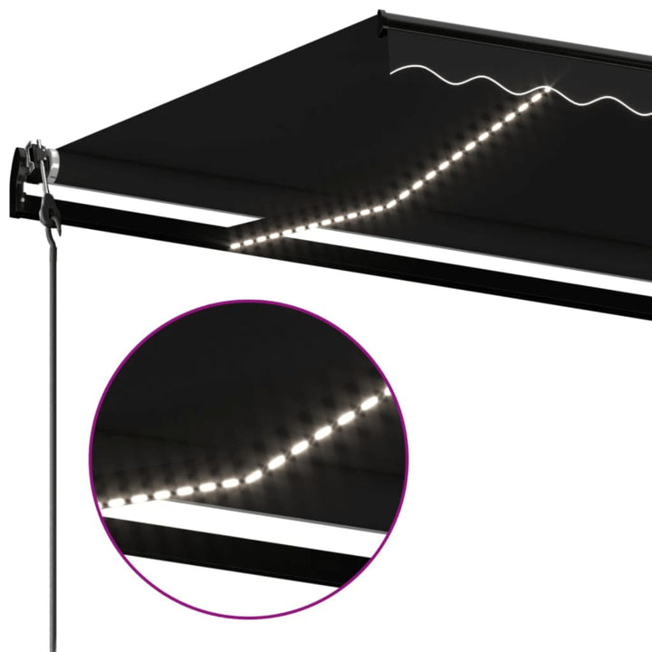 markise m. LED + vindsensor 450x350 cm automatisk antracitgrå