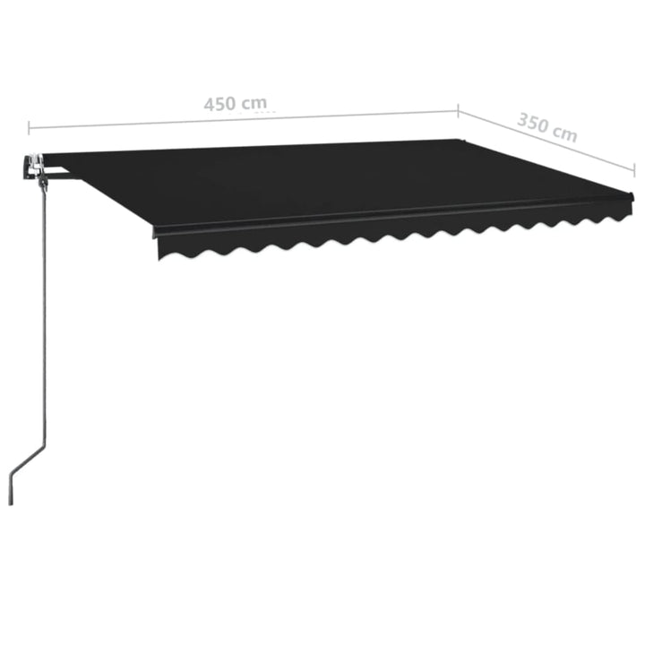 markise m. LED + vindsensor 450x350 cm automatisk antracitgrå