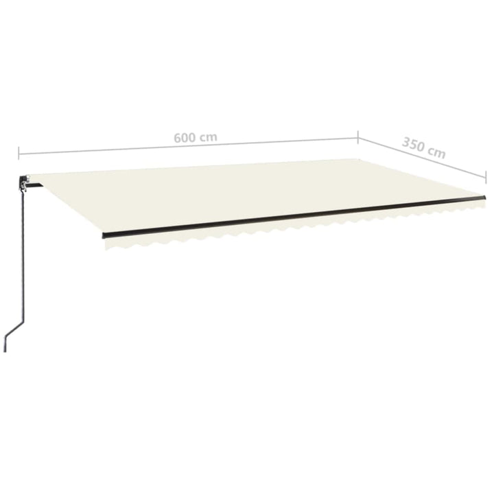 markise 600x350 cm manuel betjening cremefarvet