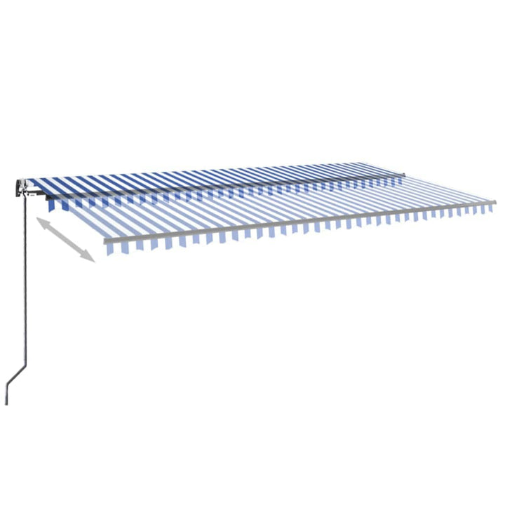 markise 600x350 cm automatisk betjening blå og hvid