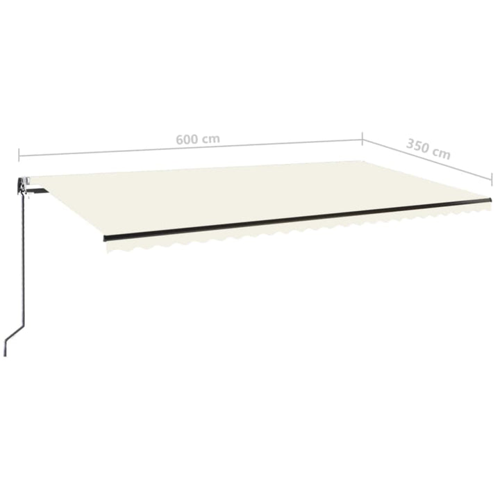 markise 600x350 cm automatisk betjening cremefarvet
