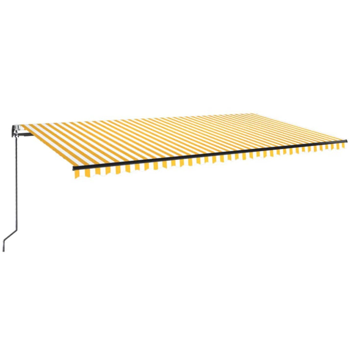 markise 600x350 cm automatisk betjening gul og hvid