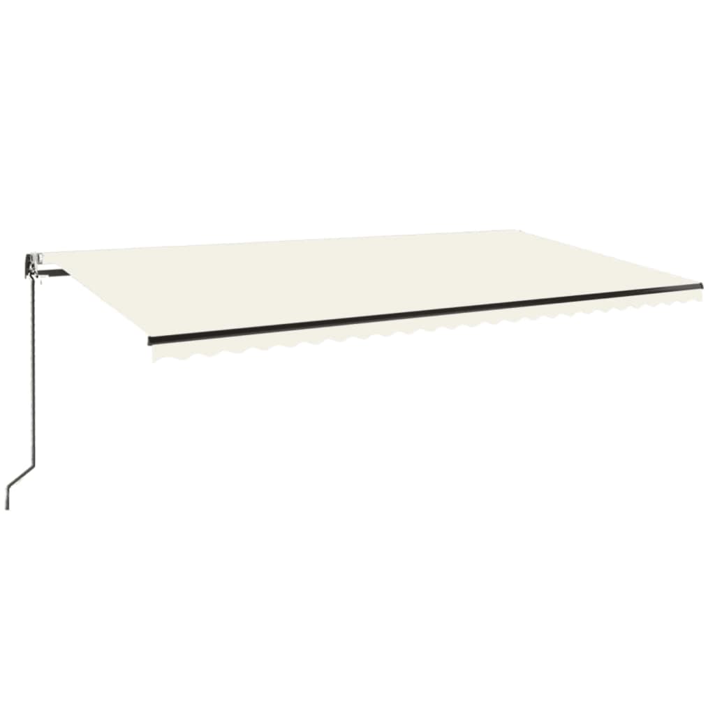 markise m. LED + vindsensor 600x350 cm automatisk cremefarvet