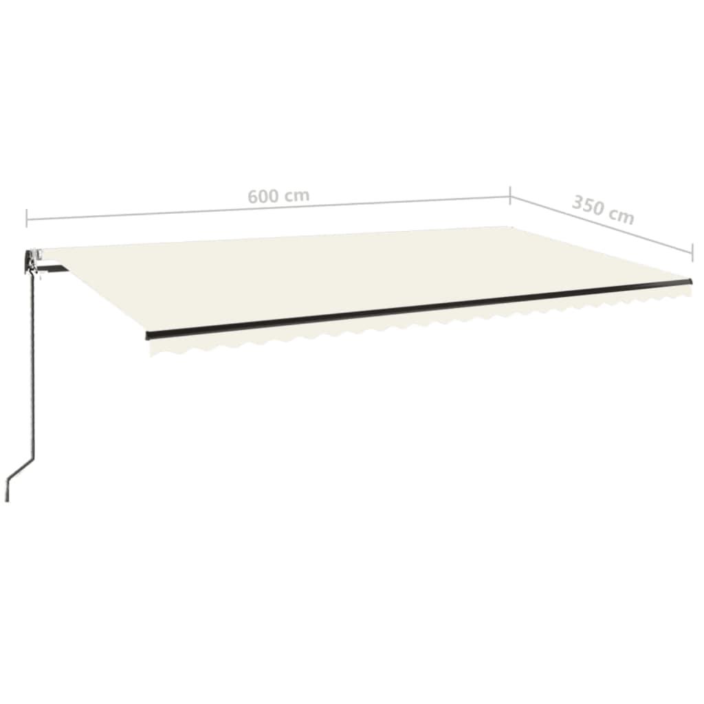 markise m. LED + vindsensor 600x350 cm automatisk cremefarvet