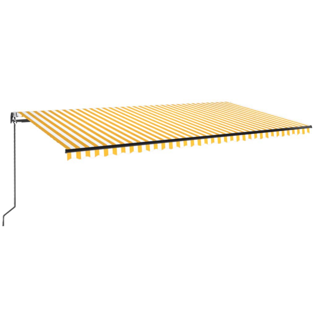 markise m. LED + vindsensor 600x350 cm automatisk gul og hvid