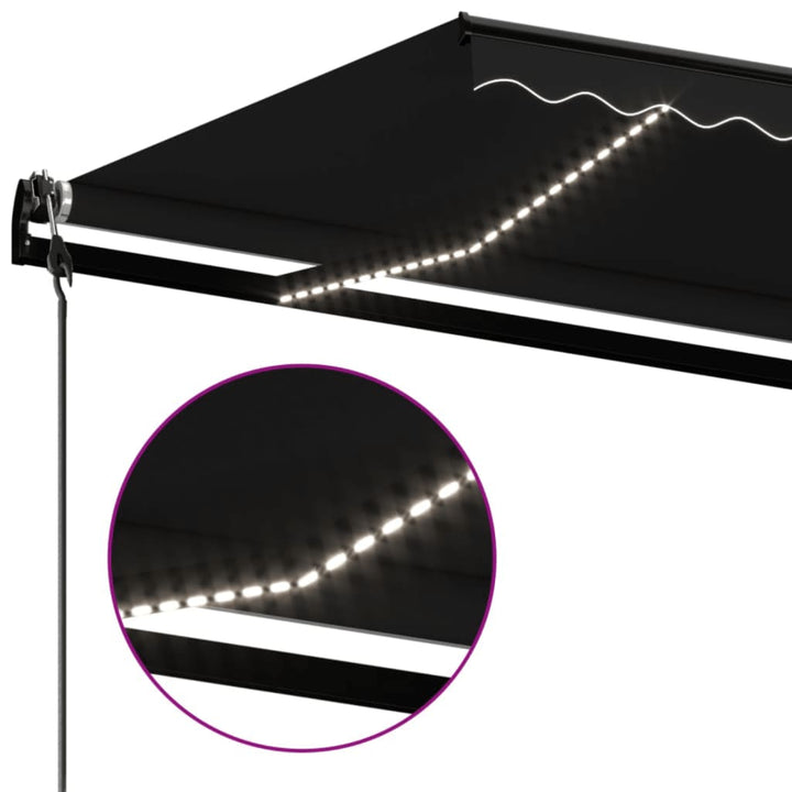 markise m. LED + vindsensor 600x350 cm automatisk antracit