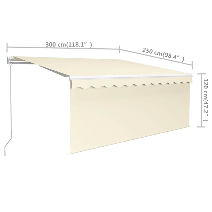 markise m. gardin 3x2,5 m manuel betjening cremefarvet