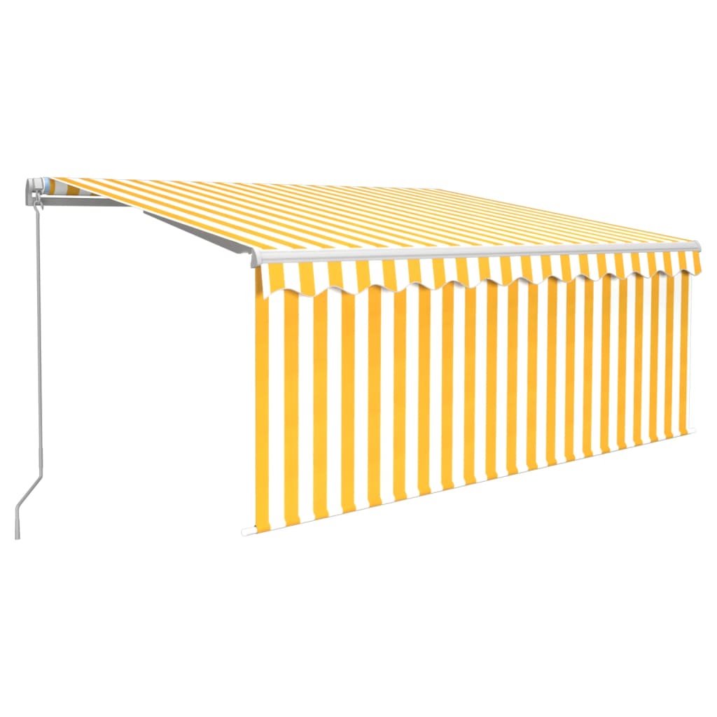 markise m. gardin 3x2,5 m manuel betjening gul og hvid