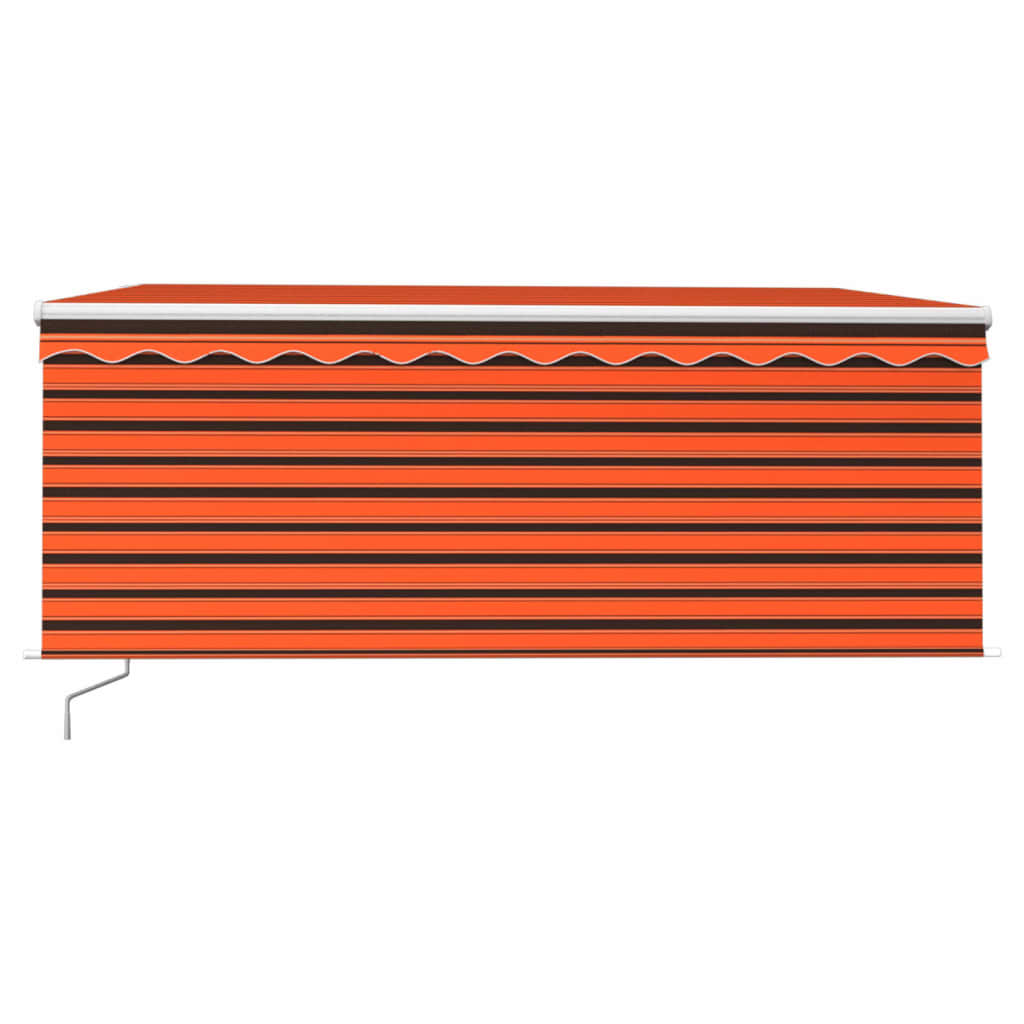 markise m. gardin 3x2,5 m manuel betjening orange og brun