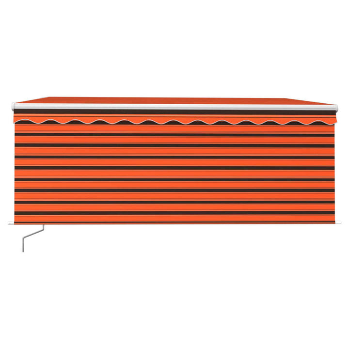 markise m. gardin + LED 3x2,5 m manuel betjening orange og brun