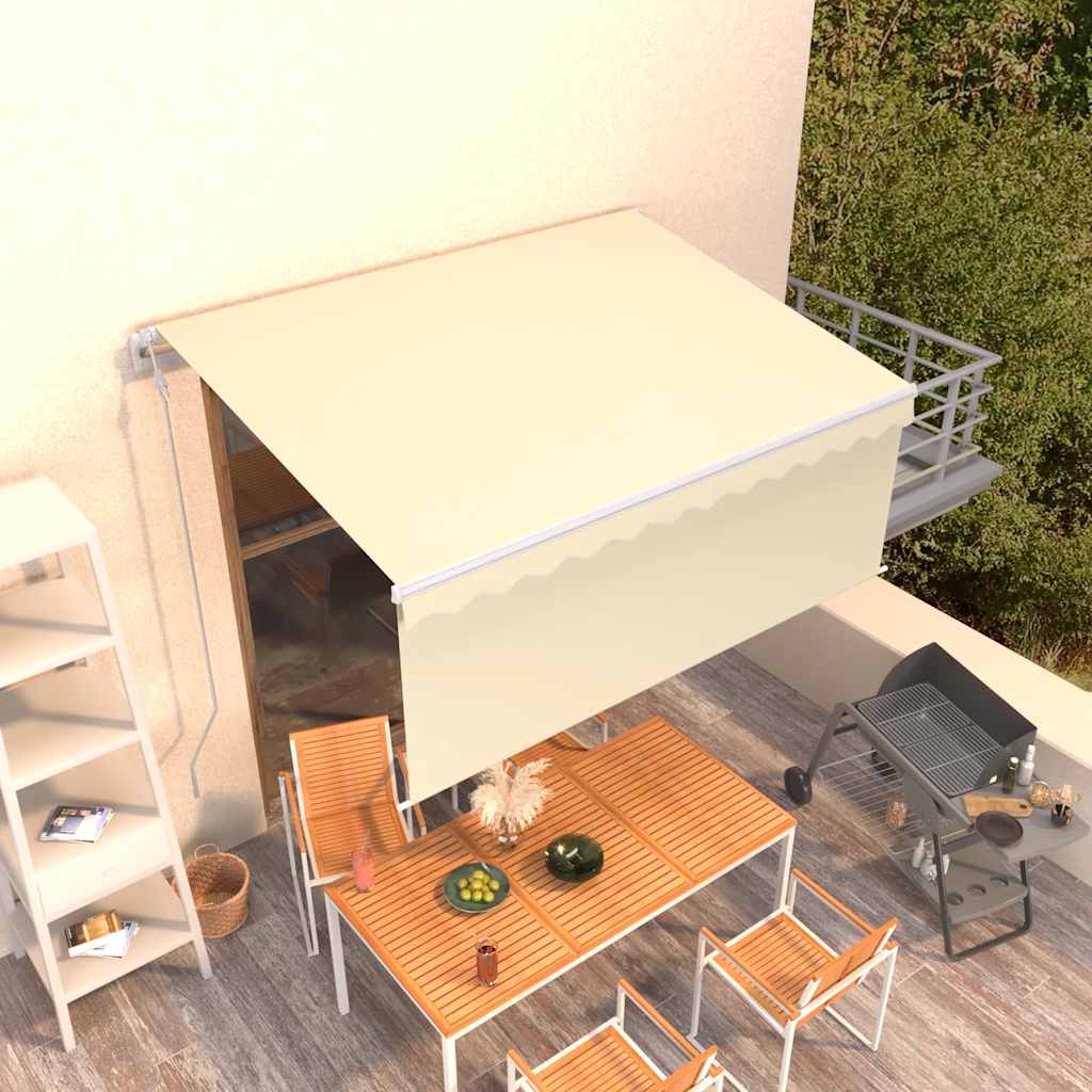 markise m. gardin 3x2,5 m automatisk betjening cremefarvet
