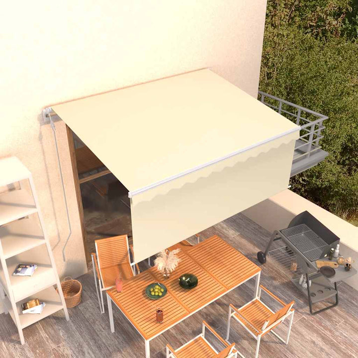 markise m. gardin 3x2,5 m automatisk betjening cremefarvet