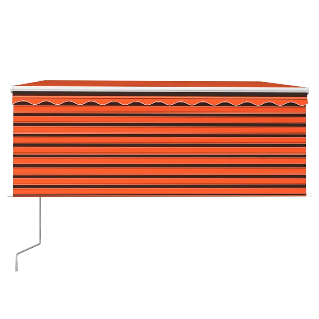 markise m. gardin 3x2,5 m manuel betjening orange og brun