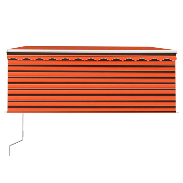 markise m. gardin 3x2,5 m manuel betjening orange og brun
