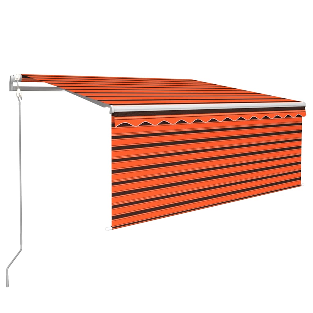 markise m. gardin+LED+vindsensor 3x2,5 m automatisk orange/brun