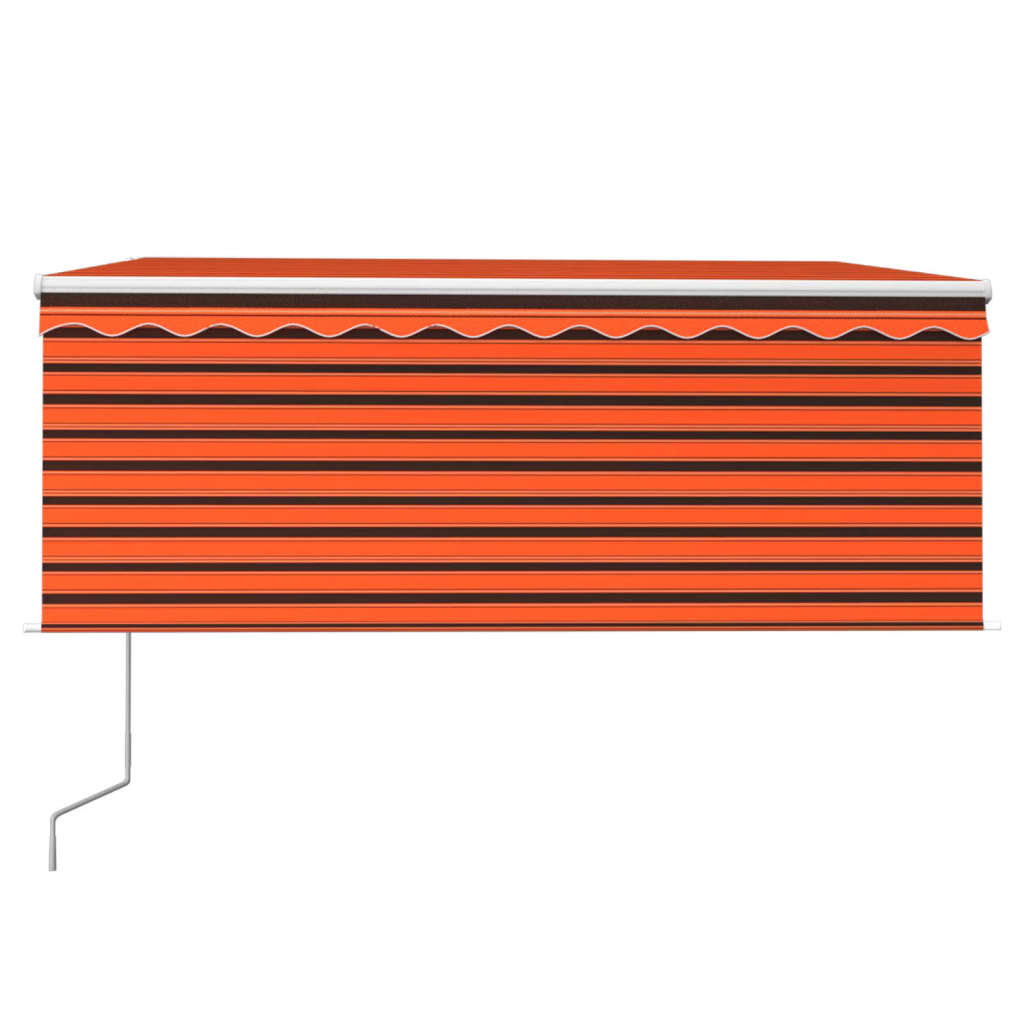 markise m. gardin+LED+vindsensor 3x2,5 m automatisk orange/brun