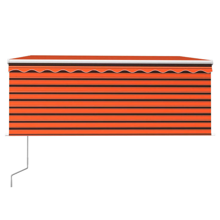 markise m. gardin+LED+vindsensor 3x2,5 m automatisk orange/brun